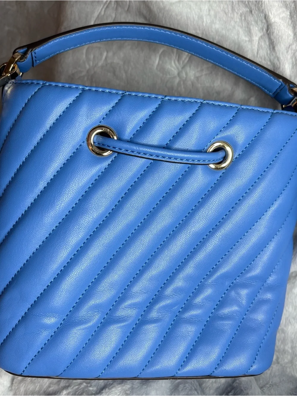 Michael Kors Bright Blue Quilted Leather Drawstring Shoulder Bag